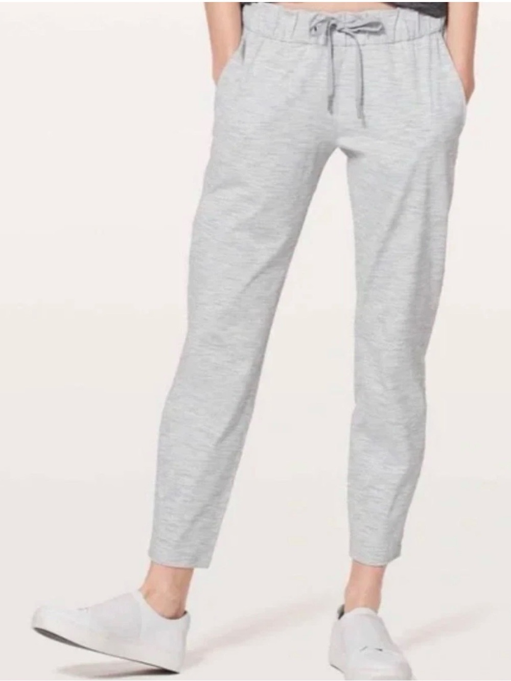 Lululemon Womens On the Fly 7/8 Pant Grey Space Dye Size 4 Athleisure Loungewear